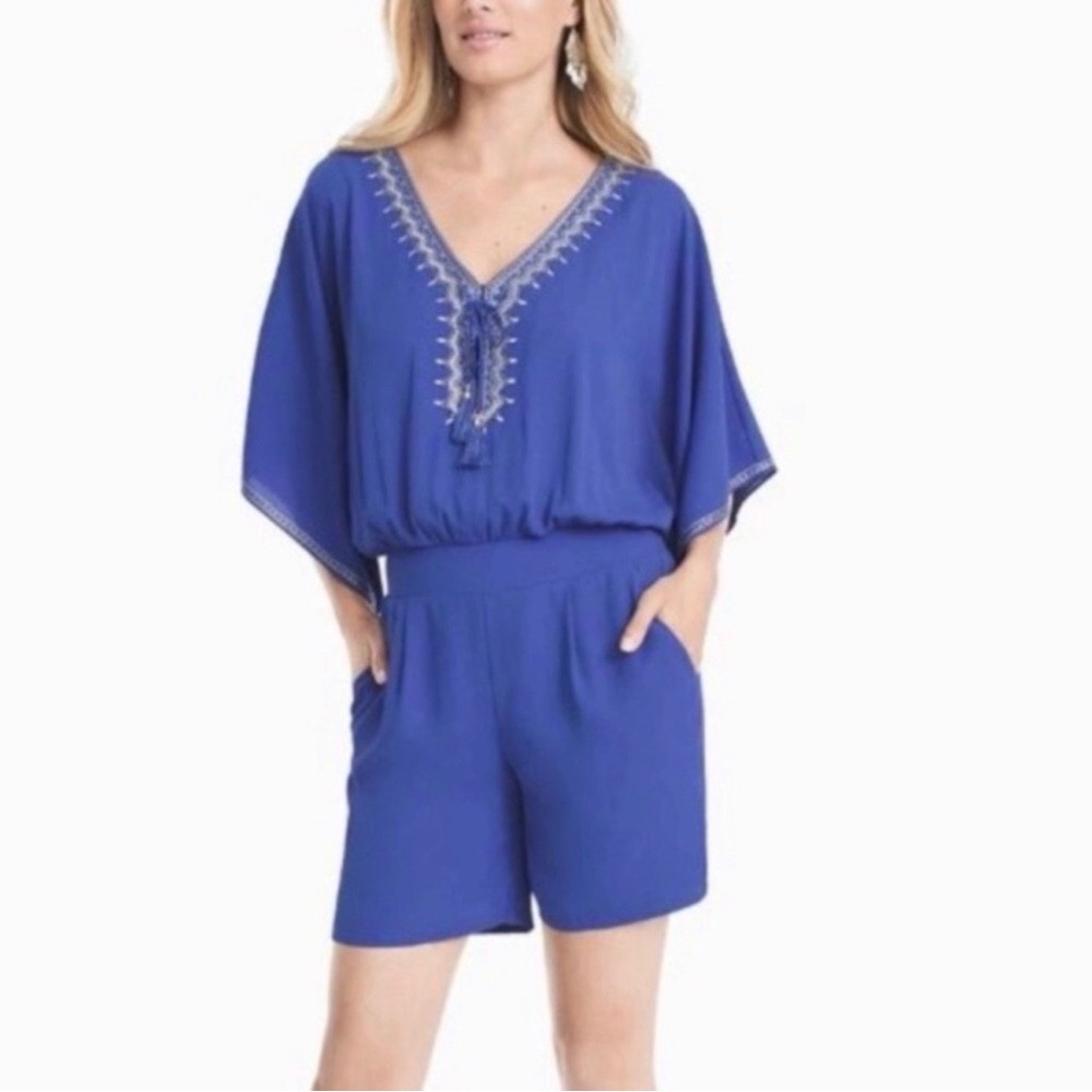 White House Black Market Periwinkle-Blue Boho Romper